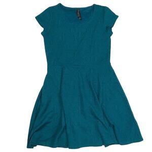 Aeropostale Dress Fit & Flare Cap Sleeve Stretch Textured Fabric Teal Large